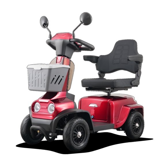 UPS Adjustable 4-Wheel Mobility Scooter with Storage Box, Red, 500 lb Limit
