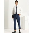 thumbnail image 4 of INSPIRE CHIC Men's Formal Cropped Pants Solid Color Flat Front Dress Trousers Navy Blue 32, 4 of 6