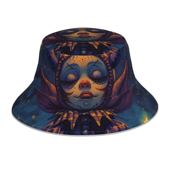Xecao Dreamy Jester Under Stars Print Men and Women Night Reflective Hat Runner Cap Visor Bucket Hat Boonie Cap