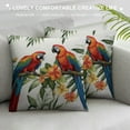 thumbnail image 3 of RUIYC Bird Print Knitted Quilt Pillowcover, Tropical Art Palm Leaves and Hibiscus Flowers, Standard King Size Pillow Cover for Bedroom, Multicolor, 3 of 5