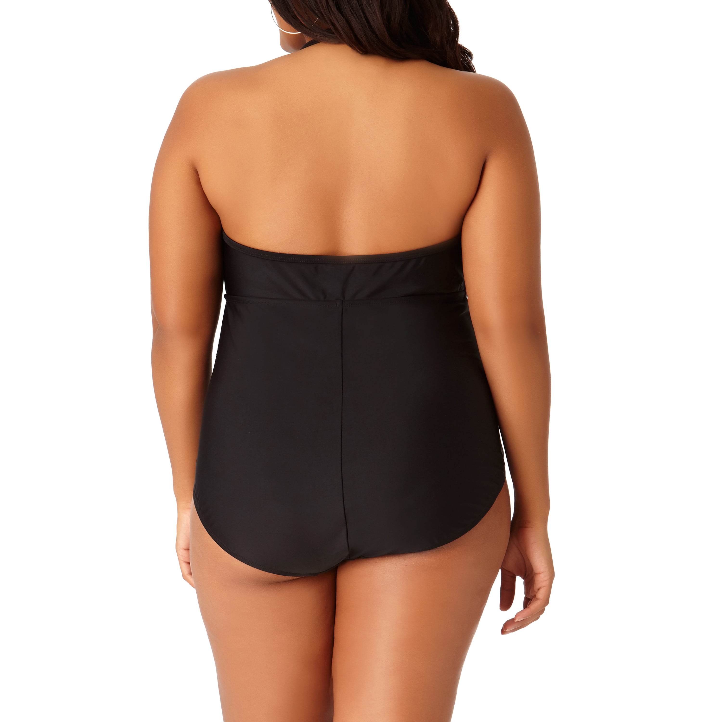 Women's Plus-Size Shadow Stripe Mesh One-Piece Swimsuit