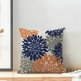 thumbnail image 3 of Navy Blue Summer Outdoor Pillow Covers 18x18 Inch Set of 2 Coral Grey Dahlia Floral Decor Throw Pillows Modern Geometry Flower Decorative Cushion Cases for Sofa Couch Bed Decorations, 3 of 6