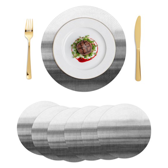 Round Placemats Black White 15 inch Set of 6 Table Mats for Dining Table Ombre Abstract Heat Resistant Non-Slip Kitchen & Home Decorative Place Mat Set