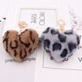 thumbnail image 1 of Llavero con pompones de piel de conejo artificial Llavero con pompones con estampado de leopardo Bolso para teléfono móvil para mujer Llavero Amor Colgante Decoración (2 piezas), 1 of 2