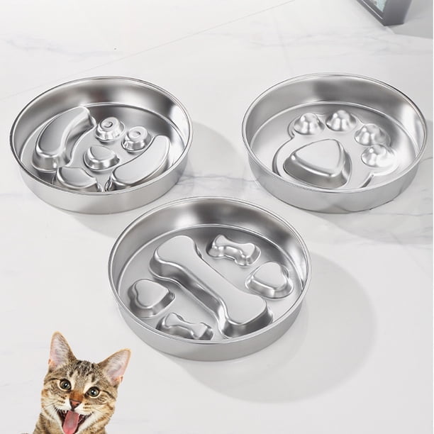 Comedero lento para perros 1 unidad plato de acero inoxidable para mascotas de 23 x 23 cm base gruesa antideslizante para comidas sin derrames gran capacidad para mascotas medianas