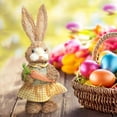 thumbnail image 7 of CoreLiving Easter Bunny Decor Sisal Rattan Rabbit Statue with Hydrangea Flowers Tall Standing Easter Topiary for Porch Outdoor Spring Home Decor Farmhouse Style, 7 of 7