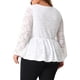 thumbnail image 3 of GRACE & GRANDEUR Tops de Encaje de Talla Grande para Mujeres, Blusas Peplum Elegantes de Manga Larga con Escote en V Floral 3X Blanco, 3 of 6