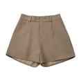 thumbnail image 5 of WTOBBY Ladies' Casual High Waist Suit Shorts with Slimming Effect, Versatile Solid Color Loose Fit for Fashionable Office or Everyday Summer Wear,Khaki 2XL, 5 of 6