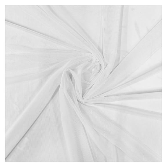 4-Way Stretch Power Mesh Fabric by The Yard - 60" Wide Nylon Spandex Sheer Net - Breathable & Stretchy Mesh Fabric for Sewing Activewear, Dresses, - White - 5 Yards