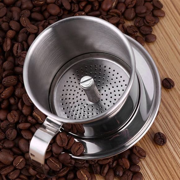 Vietnamese Coffee Drip Filter, Stainless Steel Drip Coffee Filter Maker Pour Over Coffee Dripper, Stainless Steel Cup Portable Coffee Maker Infuser Coffee Drip Brewer for Camping