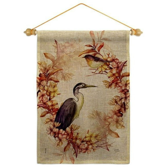 Breeze Decor GS120266-DB-05 Birds Wreath Animals Bird 13 x 18.5. in. Double-Sided Decorative Horizontal House Garden Flag Set for Decoration Banner Yard Gift