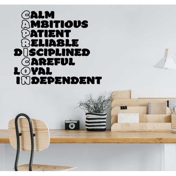Capricorn Zodiac Sign Capricorn Horoscope Calm Ambitious Patient Reliable Disciplined Capricorn Earth Sign Bedroom Wall Decal Sticker Kids Adults Girls Boys Room Bedroom Decoration Size (40x24 inch)