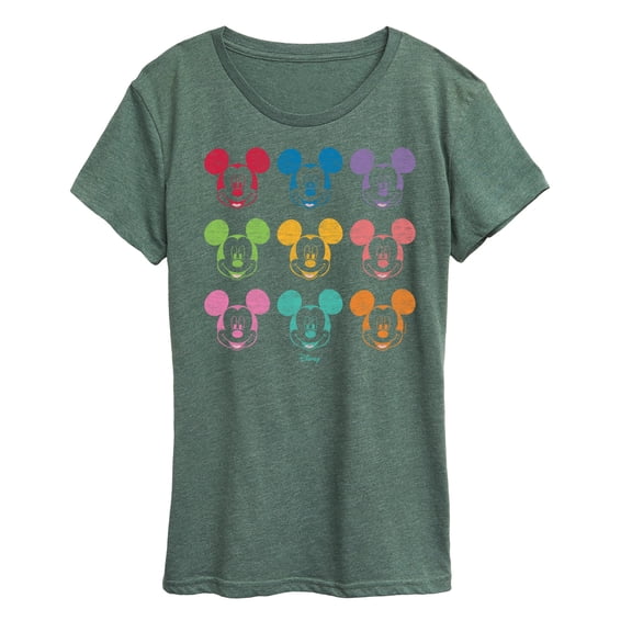 Disney - Multi Color Mickey Grid - Women's Short Sleeve Graphic T-Shirt