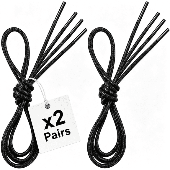 BZCOE Dress Shoe Laces 2 Pairs Shoe Laces for Men Leather Waxed Wax Oxford Business Shoe Strings Shoelaces