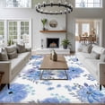 thumbnail image 3 of Blue Watercolor Floral Area Rugs 8'x10', Washable Small Throw Rugs for Living Room Patio, Spring Flower Abstract Art Indoor Outdoor Rug Non-Slip Low Pile Carpet Runner Reversible Floor Mats, 3 of 8
