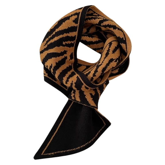 Pull-Through Design Knitted Scarf;Reversible Plaid Letter Pattern Neck Scarf;Soft Blend Polyester & Viscose Fabric Scarf;Versatile Autumn-Winter Stylish Accessory