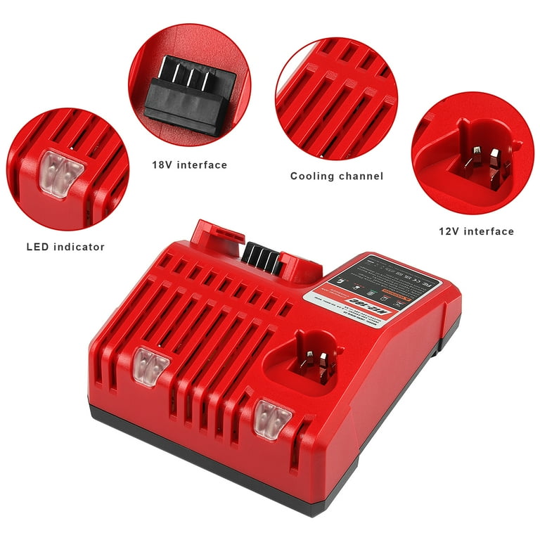  for M18 Battery Charger, 4-Ports Battery Charger Station  Compatible with Milwaukee 18v Lithium Ion Battery and Milwaukee Tools  48-11-1850 48-11-1840 48-11-1815 48-11-1828 Milwaukee Charger : Tools &  Home Improvement