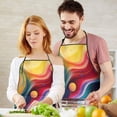 thumbnail image 5 of Colorful Tie Dye Flow Ball Pattern Apron-Garden Aprons for Women with Pockets-Cotton Linen Waterproof Kitchen Cooking Gardening Aprons Adjustable for Kitchen,Cooking,BBQ and Salon 33x27 Inch, 5 of 7