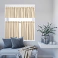 thumbnail image 6 of 3 Piece Kitchen Curtains and Valances Set Brown Stripe Cafe Curtains 36 Inch Length Modern Farmhouse Texture Geometric Valance & Tier Curtain for Living Room Bedroom Small Window 54"x18"+27"x36"*2, 6 of 6