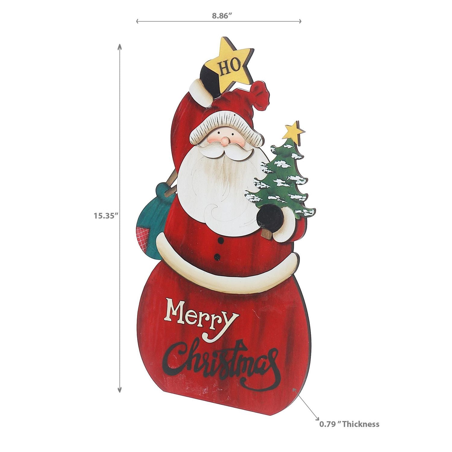 Merry Christmas Wooden Santa Stand Easel Back Small