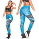 thumbnail image 2 of Leggings con estampado de jeans Legging elástico de cintura alta Pantalones delgados transpirables (azul L), 2 of 8