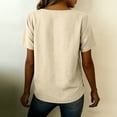 thumbnail image 3 of Oksale Basic Tees for Women Casual Crewneck Button Decor Summer Tops Loose Comfy Short Sleeve Linen Cotton Shirts Beige 2XL, 3 of 10