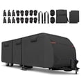 thumbnail image 1 of Unique Bargains 1 Set Waterproof RV Travel Trailer Cover Fits 27'-30' with Extra Windproof Ropes and Gutter Covers, Black, 1 of 7
