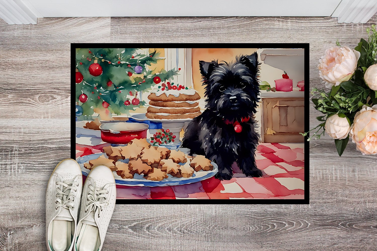 Carolines Treasures DAC3756MAT 18 x 27 in. Unisex Cairn Terrier Christmas Cookies Doormat