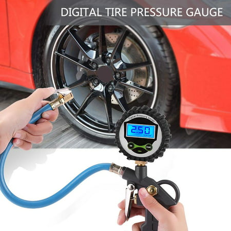 Tbest Tire Inflator Pressure Gauge, Tire Pressure Gauge,Car Auto 0-220PSI Digital Tyre Tire Air Pressure Inflator Gauge Meter