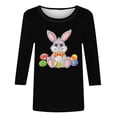 thumbnail image 3 of Camisetas Casuales de las Mujeres Impresas 3/4 Manga Cuello Redondo Blusa, Moda Ligera Superior para el Hogar Y el Uso Diario, Cómoda Imitación de la Tela Del Estante, 3 of 6