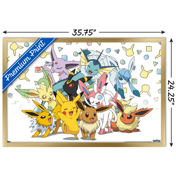 Cuervo Hecho para recordar Subrayar Pokémon - Pikachu, Eevee, And Its Evolutions Wall Poster, 22.375" x 34",  Framed - Walmart.com