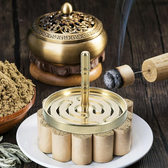 GETAJGHSD Incense Press Mold 1Pack Golden Copper for Bedroom and Study Use with Traditional Design