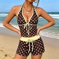 thumbnail image 2 of Polka Dot Swimsuits For Women 2 Piece Fashion Beach Vacation Bathing Suit V Neck Halter High Waist Swimshorts (S, Yellow), 2 of 3