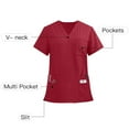thumbnail image 3 of dazeni Womens Scrub Tops with Side Slite Lightweight Short Sleeve V Neck Nurse Uniform Work Blouse Loose Casual Solid Color Workout Pullover Shirt, 3 of 6
