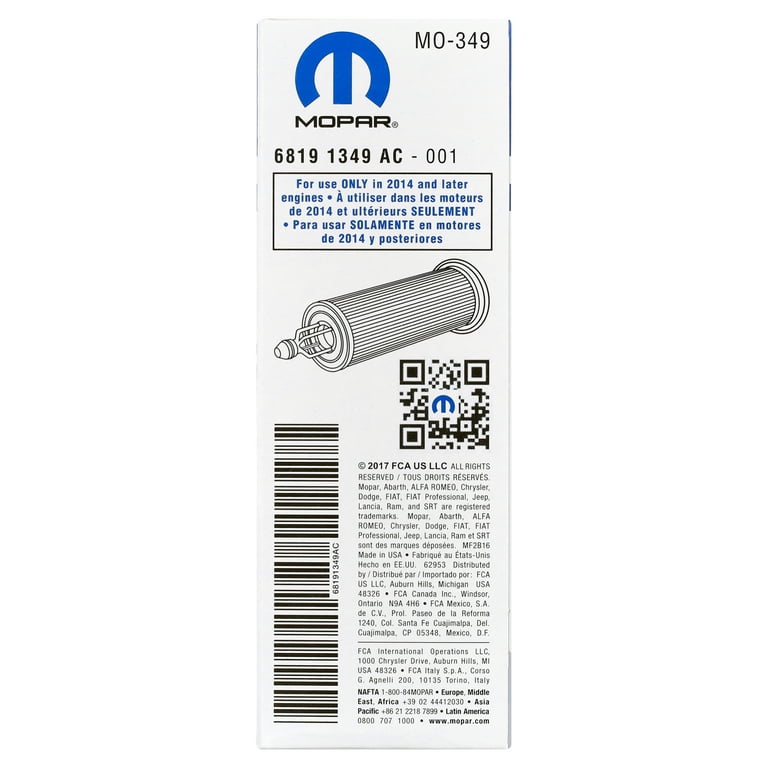 Chrysler Mopar MO-349 Oil Filter Fits select: 2017 JEEP