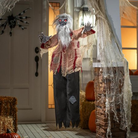 31 1/2" x 47 1/4" Hanging Tattered Werewolf Animated Prop Halloween Decoration