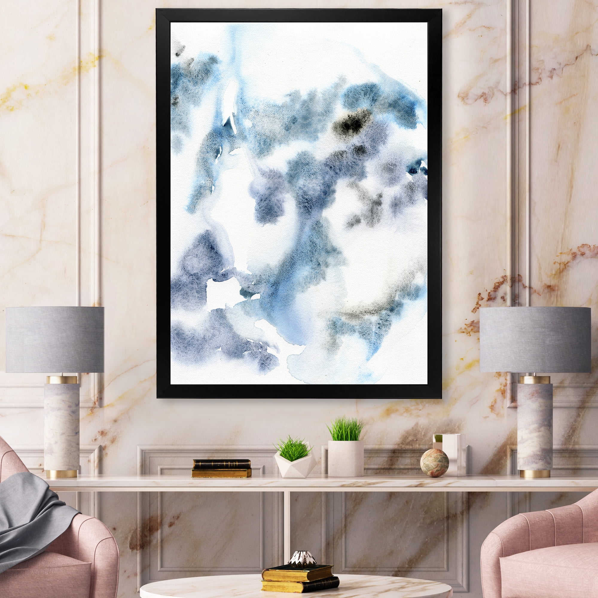 Designart 'Abstract Of Clouds Dark Blue Colored III' Modern Framed Art Print