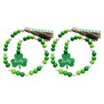 thumbnail image 2 of Guirnalda rústica de cuentas de madera de 2 piezas con cuerda de yute, cuentas de oración de trébol verde Verde blanco, 2 of 9