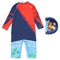 thumbnail image 3 of Toddler Infant Baby Boys Swimsuit Kids Rash Guard One Piece Newborn Zipper Bathing Suit Swimwear with Hat, 3 of 3