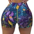 thumbnail image 2 of Daiia Cosmic Purple Irises Pattern Women's Workout Shorts Biker Shorts - High Waisted Workout Spandex Tummy Control Gym Running Yoga Shorts-X-Large, 2 of 8
