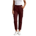 thumbnail image 2 of Hvogkswy Cargo Pants Women High Waisted Drawstring Solid Color Casual Straight-Leg Pants with Multi Pockets Lightweight Comfy Summer Cargo Pants, 2 of 6
