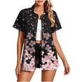 thumbnail image 5 of Plus Size Summer Shirts for Women Short Sleeve Button Down Collared Fashion Printed Casual Loose Beach Vacation Tops (XL, Black), 5 of 5