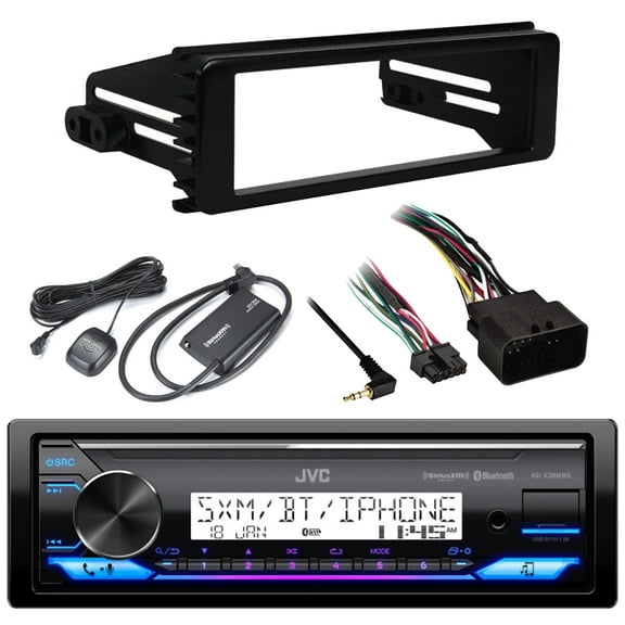 JVC KD-X38MBS Single DIN Marine MotorSports Bluetooth USB AUX LED AM/FM Radio Stereo SiriusXM Ready Amazon Alexa Receiver Harley 98-2013 FLHX Install Adapter Kit, SiriusXM Radio Tuner Kit
