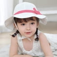thumbnail image 4 of Zando UPF 50+ Baby Girl Sun Hat Wide Brim Cotton Breathable Infant Toddler Hats Cute Bowknot Sun Hat for Kids White Pink Bow 12-24 Months, 4 of 6