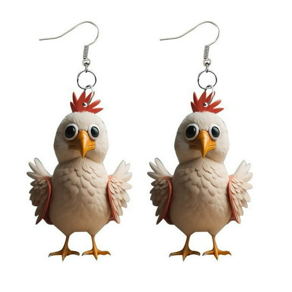 Necvior Cute Chicken Ear Studs Ornament Ear Rings Fashionable Ear Hooks Accessories