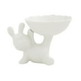 thumbnail image 3 of Estatua de conejo con bandeja, escultura decorativa, adorno artesanal, bonita decoración para el hogar. Blanco, 3 of 9