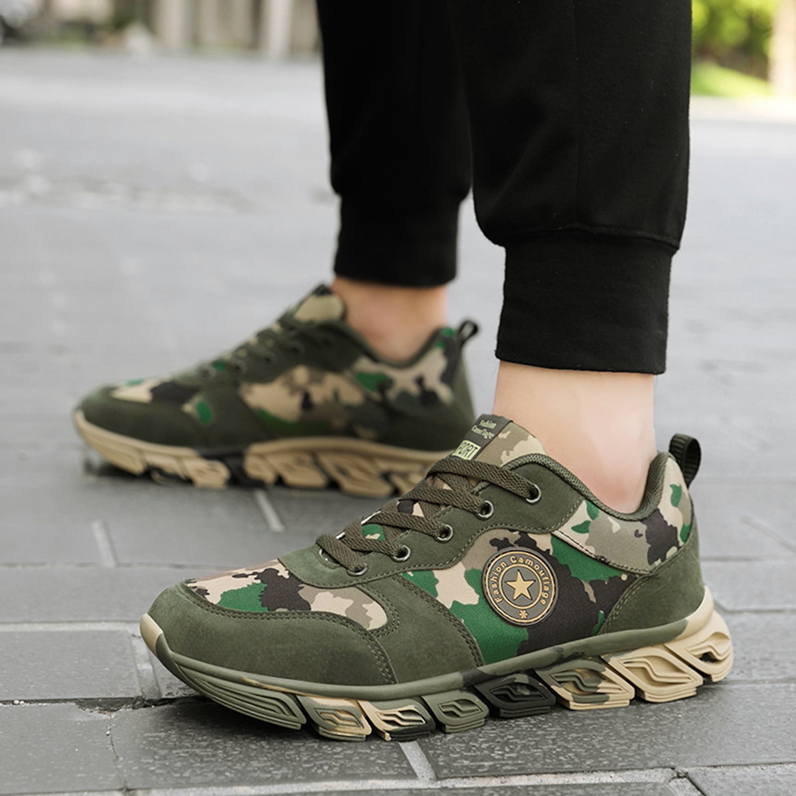 Mepaouo Women Running Shoes Army Green Military Hiking Shoes Suede Comfortable Walking Shoes