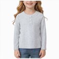 thumbnail image 3 of Teen Girls Shirts Long Sleeve Henley T Shirts Button Up Slim Fit Tops Basic Tees Round Neck Ribbed Knit Shirts Girls Fall Winter Clothes Size 11-12T, 3 of 6