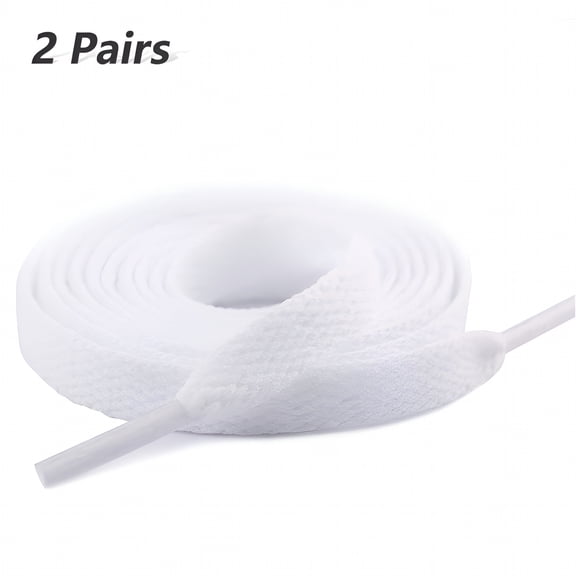 TUWAFE 2 Pair Flat Shoe Laces for Sneakers,29 Colors Shoelaces for Sneakers,Athletic Shoelaces in 6 Different Lengths,White,32"/ 80Cm