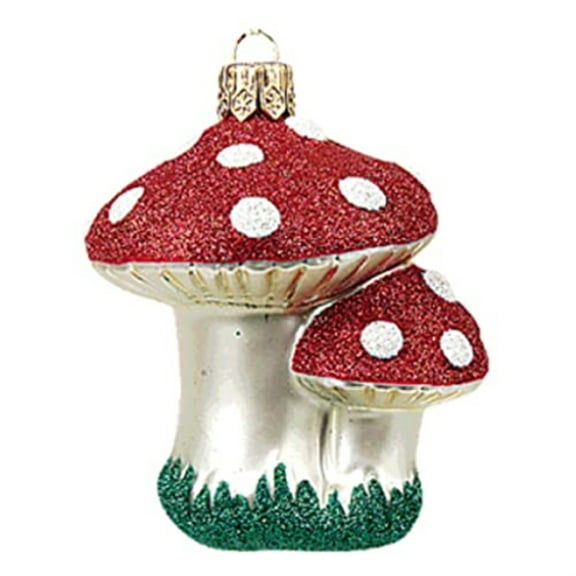 Mushrooms Polish Glass Christmas Tree Ornament Made in Poland Decoration